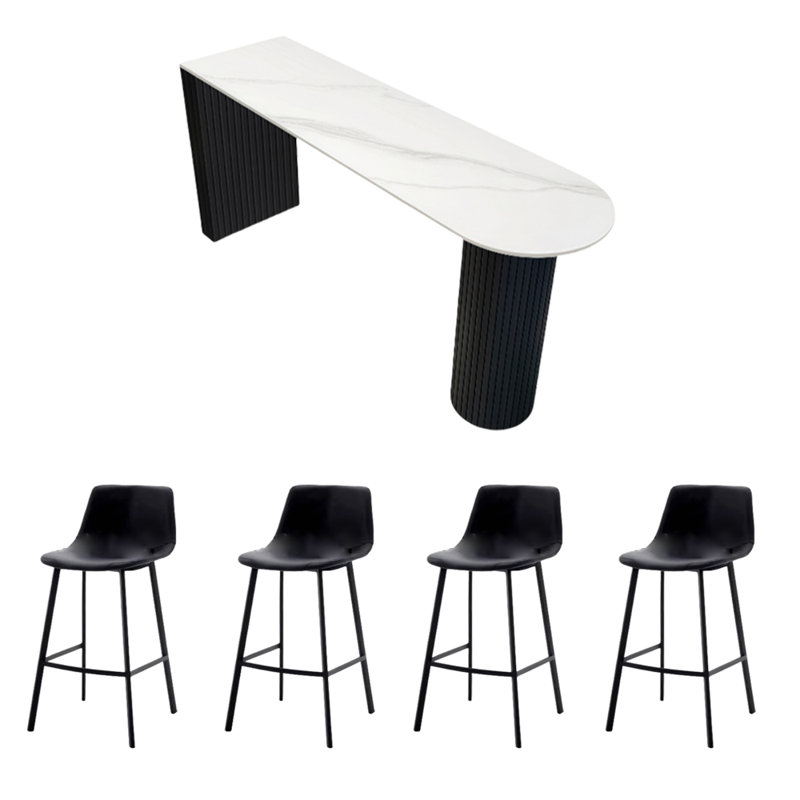 Table de bar Light Luxury, H 35,4 po x L 55,1 po x l 15,7 po, Noir, Blanc