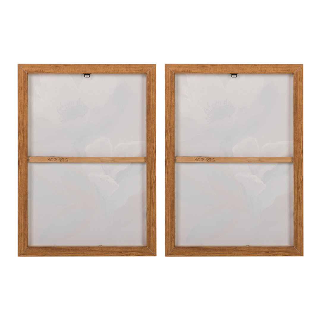 Flowers 80% Hand Painted Set 2 Canvas 50X4X70 Cm - 2 Piece Wrapped Canvas Print Set