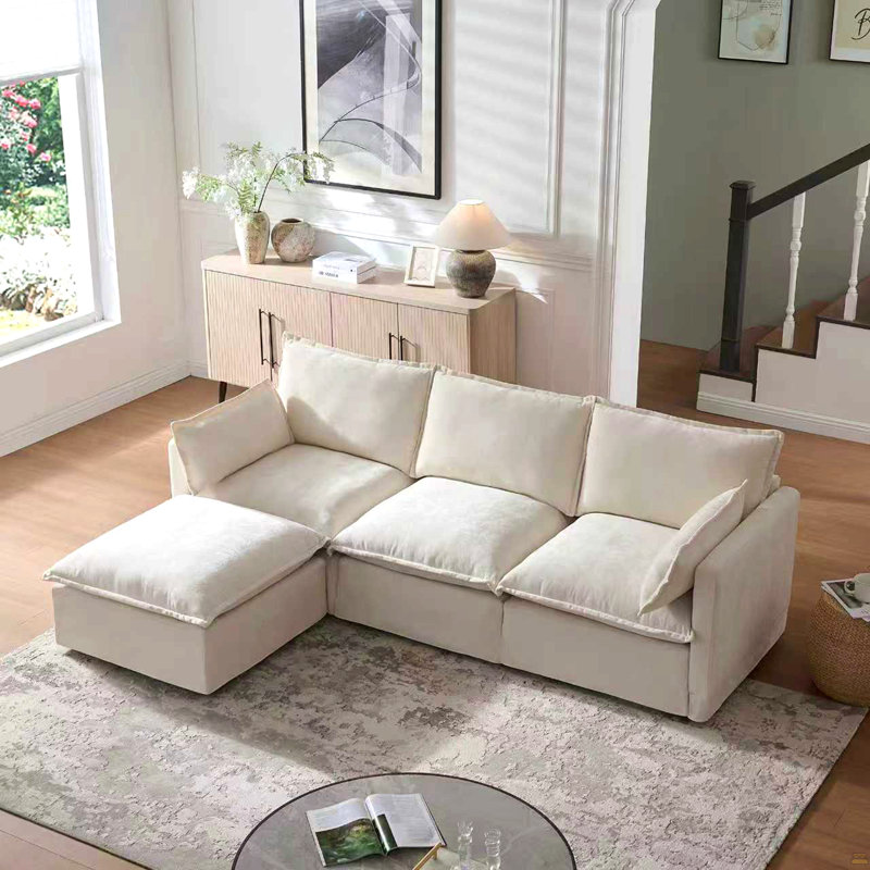 Ensemble de canapé modulaire 93,31 "pour salon, canapé moderne en forme de L avec repose-pieds mobile, ensemble de canapé 4 places