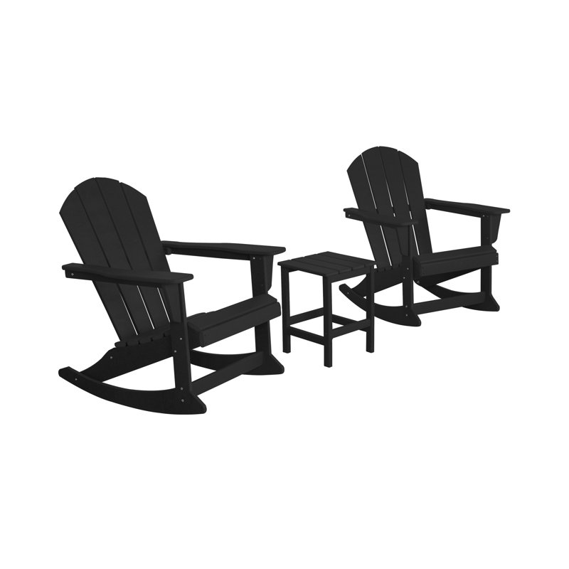 Laguna Rocking Outdoor Adirondack Chair With Table, Black