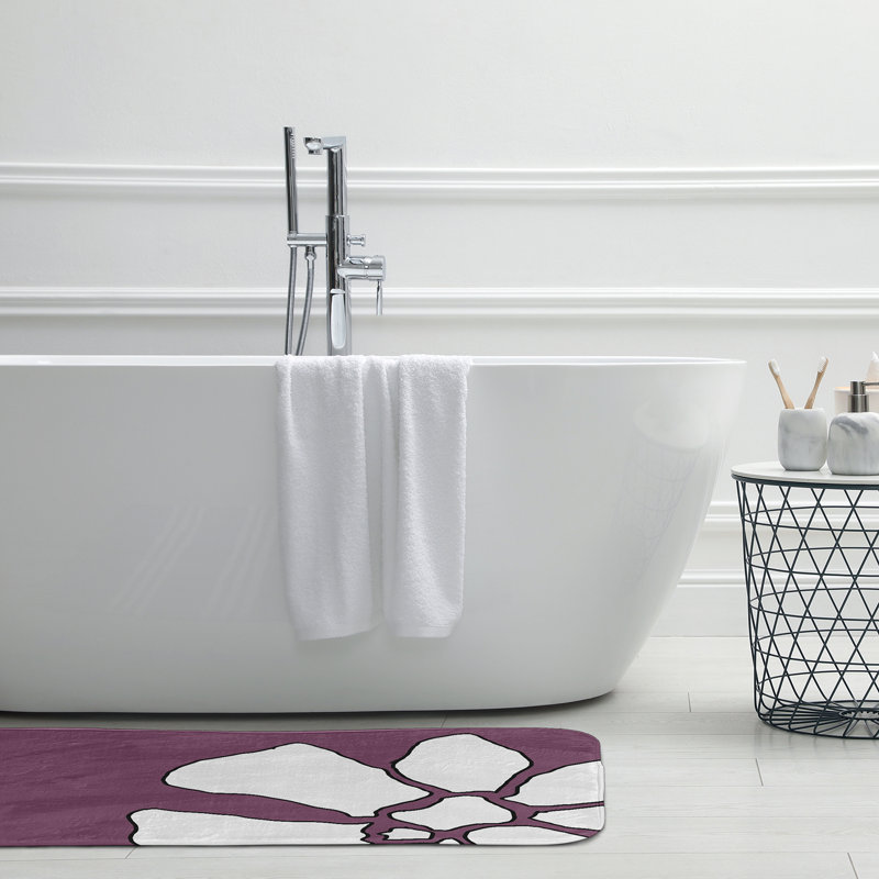 Tapis de bain Petal Lines, L 17 po x L 24 po, Mauve