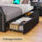  Karlton Platform Bed with Fabric Upholstered Headboard 4 Storage Drawers LED Tall Platform Bed Frame-540362428-540362563