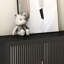 Buffet noir - Conception cannelée pour rangement moderne avec tablettes réglables