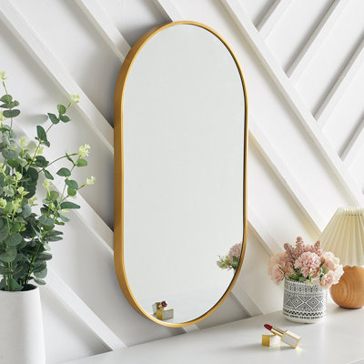 Loy Oval Metal Framed Wall Mounted Vanity Mirror