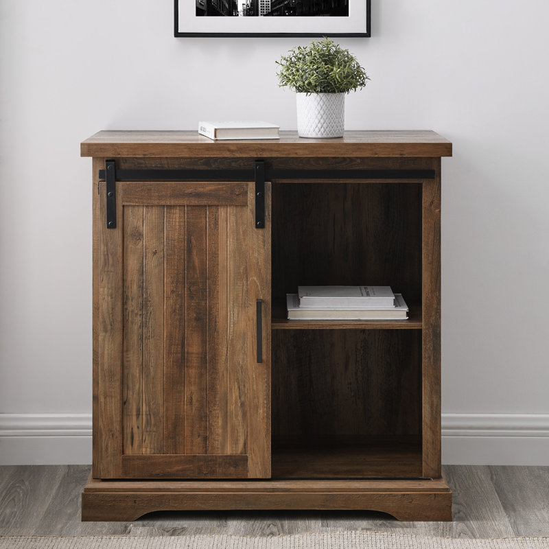 Stotfold 32" Sliding Door Accent Server, Rustic Oak