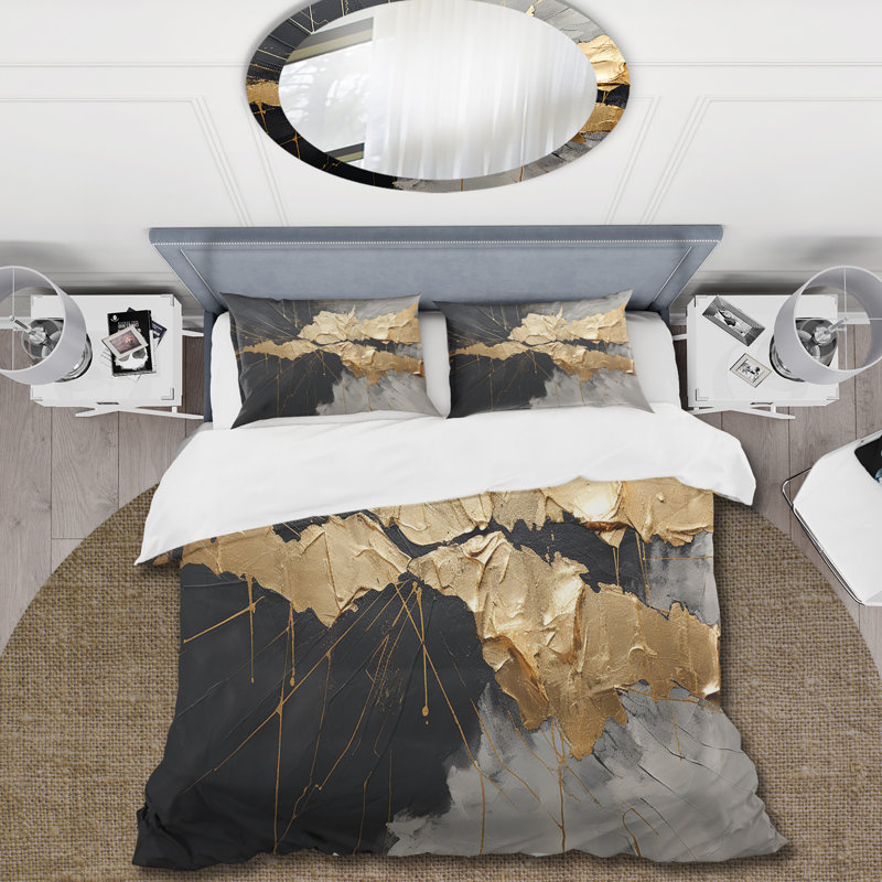 Ensemble de housse de couette noir et or, Housse de couette très grand et 2 très grandes t