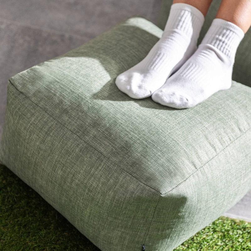 Upholstered Outdoor Ottoman, Green