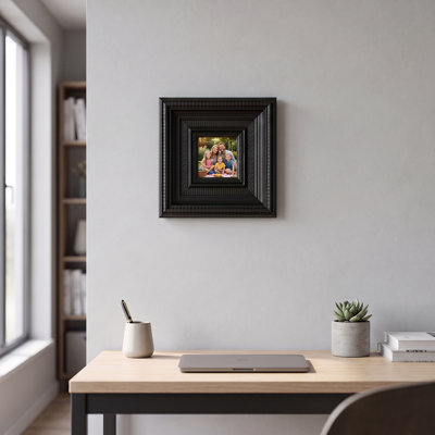 Cadre de boîte-cadre en bois massif texturé - cadre noir profond à motif tissé fini à la main pour le mur et le plateau de table, style artisanal moderne, 4 tailles