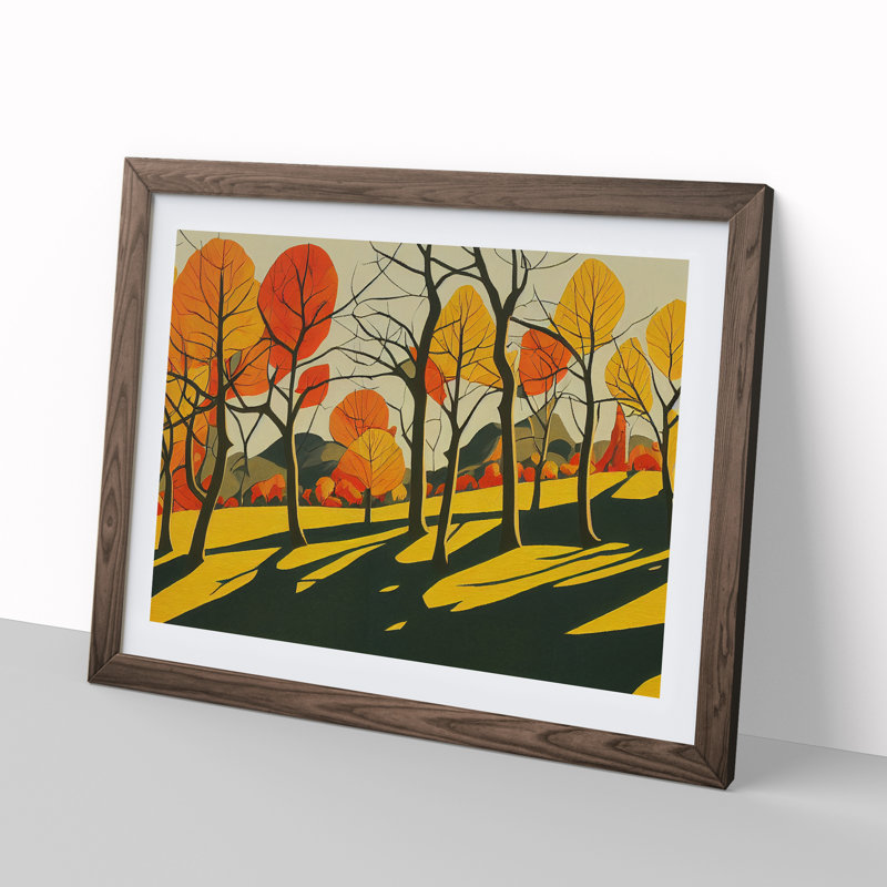 Serene Autumn Forest - Framed Print, 46cm H x 64cm W x 2cm D, Walnut 