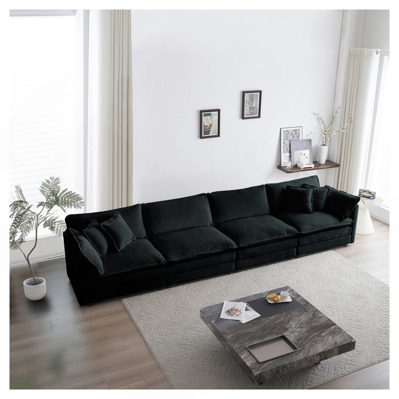 Canapé Comfort U, H 33 po x l 146,5 po x P 35 po, Noir