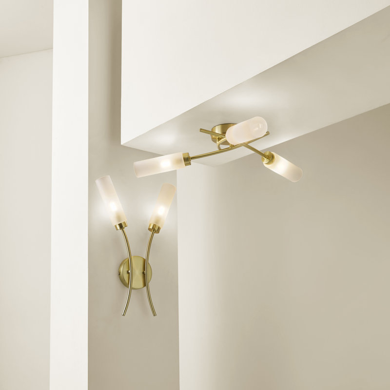 Abrianne Glass Semi Flush Mount, No, Brushed Silver