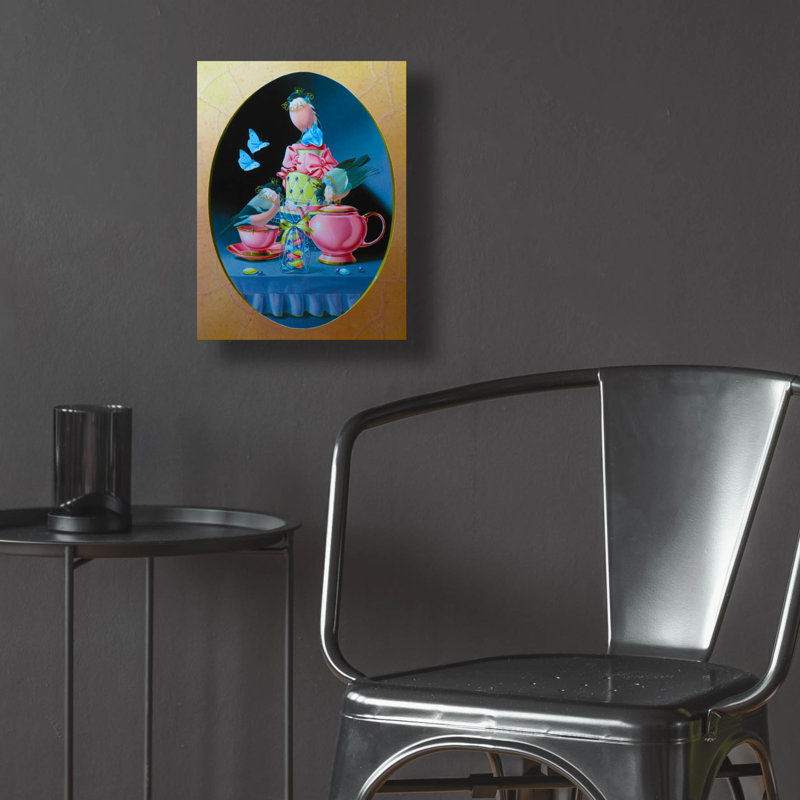 «Wedding Tea» par Valery Vecu Quitard, art en verre acrylique Wal, H 16 po x l 12 po x P 0,13 po