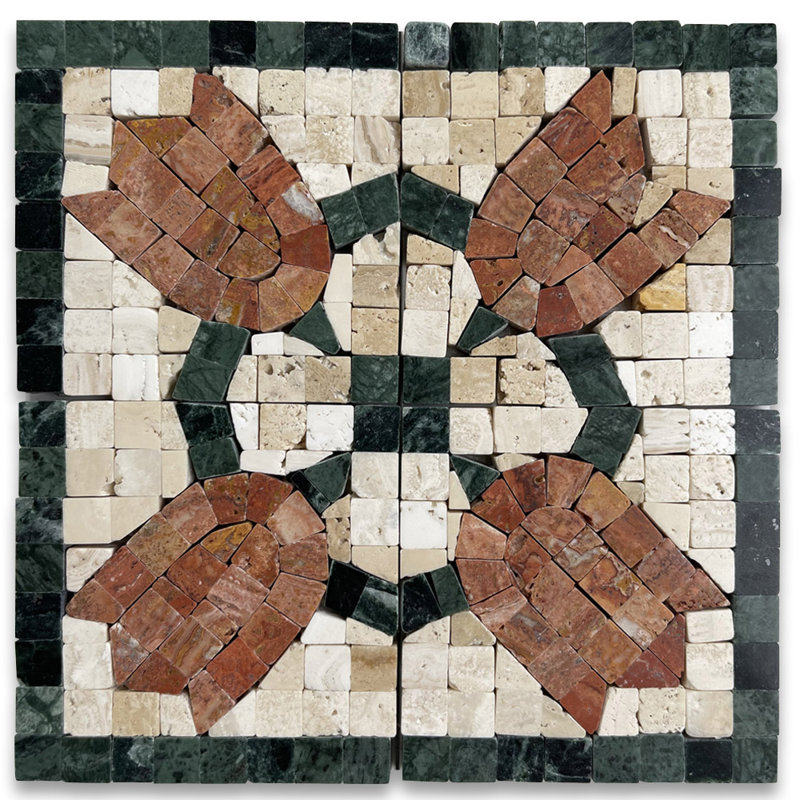 Carreau de mosaïque en marbre 3,1 po x 3,1 po Magnifica Rose