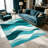 Teal White Wave Abstract carpet-easy to clean, machine-washable, soft and comfortable; suitable for door mats, kitchens, living rooms, bedrooms, corridors, and laundry areas. Easy to clean, durable carpet for home decoration.-1392631860