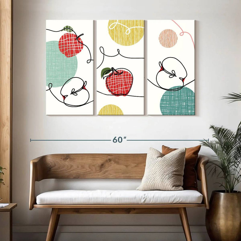 Yarlin One Line Apples, 32" H x 50" W