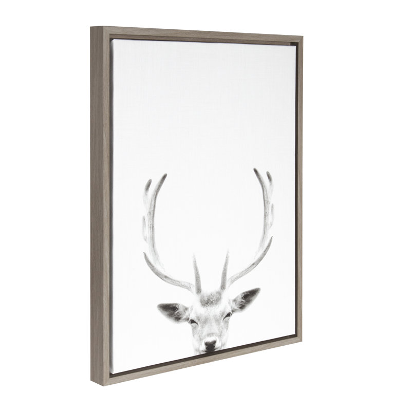 «Deer» par Simon Te of Tai, reproduction d'art sur toile encadrée, H 24 po x l 18 po, Gris