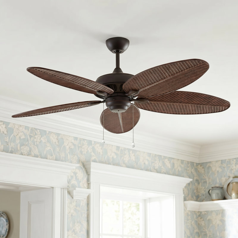 Benedict 52" W 5-Blade Ceiling Fan, Roman Bronze with Walnut Blades