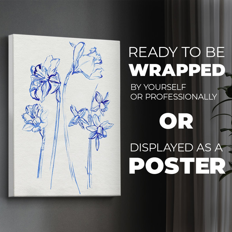 Inky Daffodils I - Impression sur toile seulement - NON CADRE, H 18 po x l 12 po