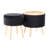 Tray Contemporary Storage Ottoman With Matching Stool In Black Velvet And Natural Wood Legs By