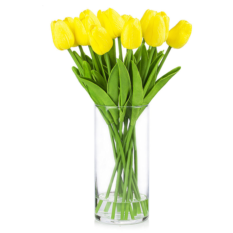 Pièce maîtresse de tulipes en vase, Jaune