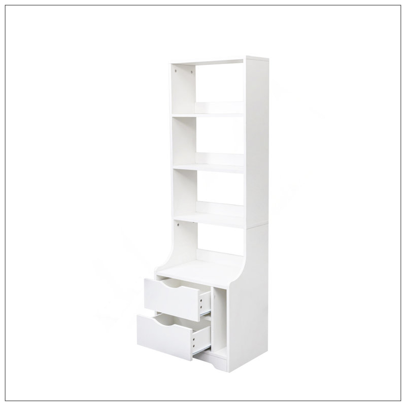 Table de chevet avec bibliothèque, table de chevet avec 2 tiroirs de rangement pour la chambre à coucher