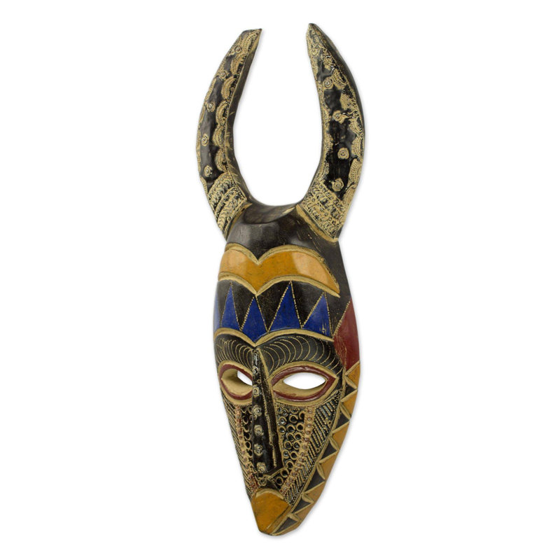 Décoration murale cornes of power africaine mask