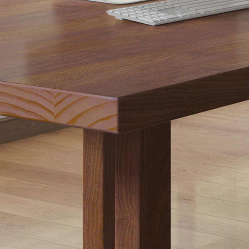 Tan Rectangular Solid Wood desk, 29.53" H x 78.74" W x 31.5" D