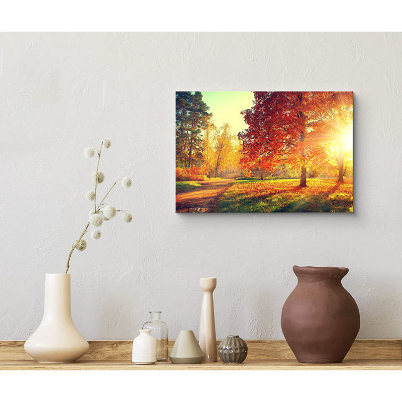 Reproduction d'art sur toile, paysage d'automne, H 32 po x l 48 po, Toile tendue, Sans cadre