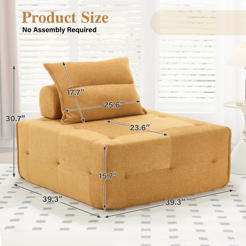 Mid-Century Armless Accent Chair,Modern Fabric Armchair with Pillow for Living Room,bedroom,500LBS No assembly Required Sofa Chair