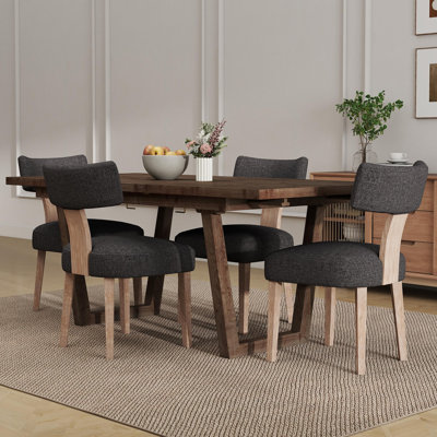 Solid Wood Dining Table Set Farmhouse Extendable Dining Table And Upholstered Chair For Dining Room/Kitchen