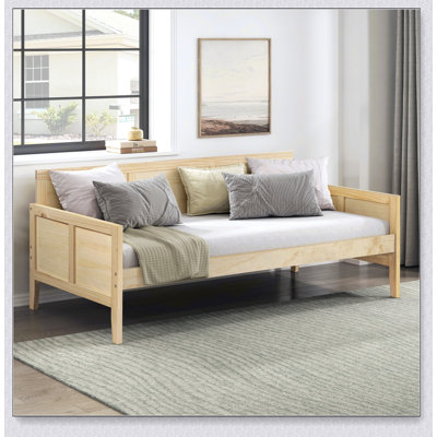 Natural Pine Finish Wooden Daybed Sofa Bed, Perfect for Modern and Transitional Spaces, Space-Saving and Stylish Home Furniture