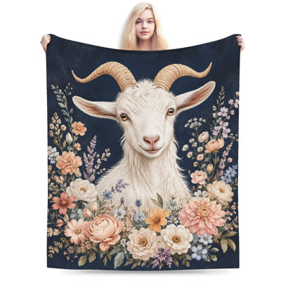 Cute Goat Gifts Blanket for Goat Lovers, Flanne Throw Blanket Fleece Throw Blanket for Couch, Sofa, Bedroom and Living Room,Fluffy Cozy Warm Blanket Gifts for Man,Women, and, 60 x 80 in