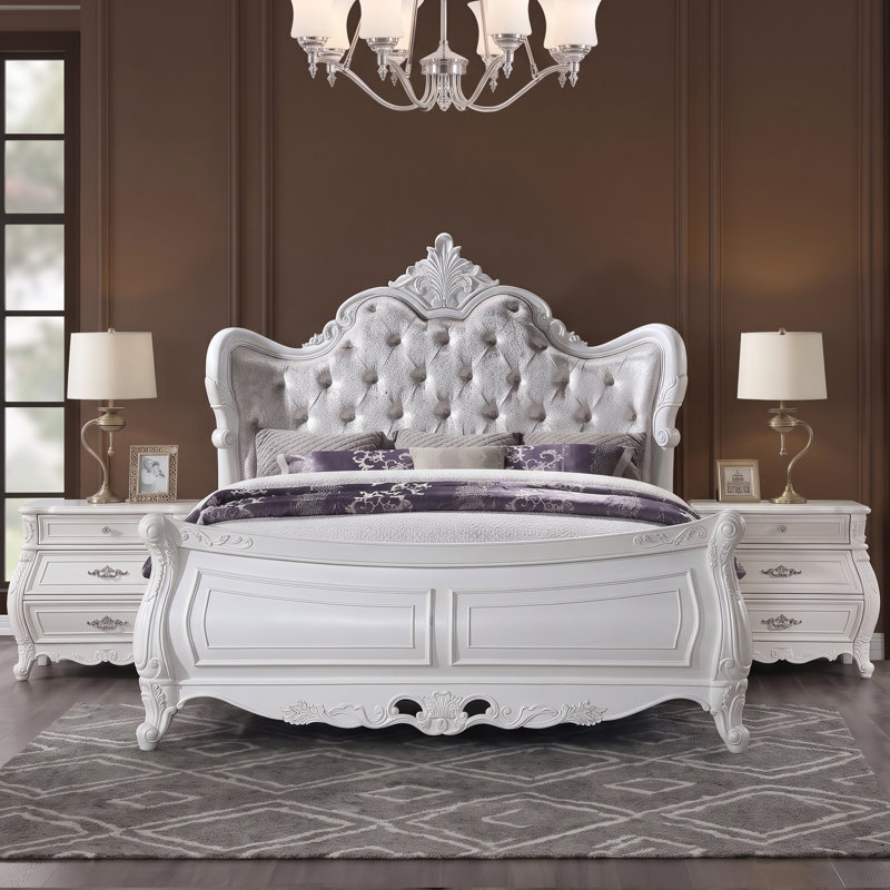 Jaria Queen 2PC Bedroom Set White, Queen, 2 Pcs: Bed, Nightstand