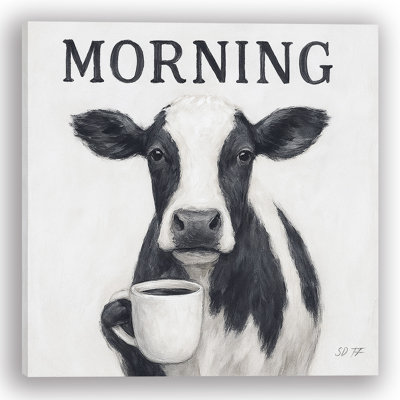 Art matinal - Vache avec toile café