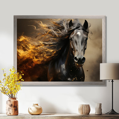 Black Yellow Horse Vibrant Gold Equine I - Horse Wall Art