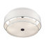 Grand semi-encastré 5 lumières en nickel brossé avec abat-jour en tissu blanc cassé fabriqué à la main-1579537384