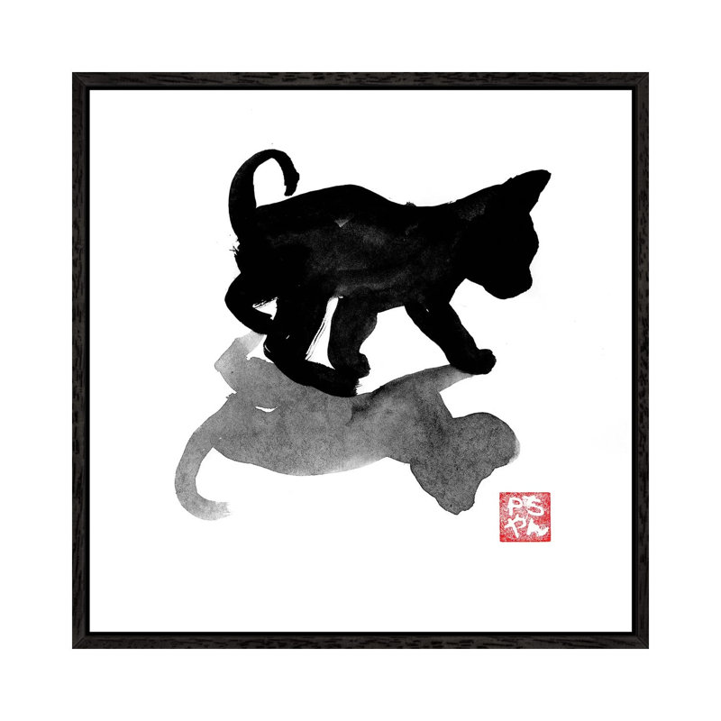 Small Cat I by Péchane - Print on Canvas, Black Framed, 45.72 cm H x 45.72 cm W
