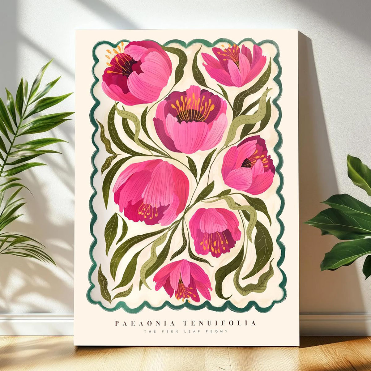 Dakota Fields Pink Peony Flower Canvas Wall Art Modern Abstract ...