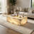 Natural Marble Rectangular Coffee Table - Modern Luxury With Dimmable Led Glow-598363334