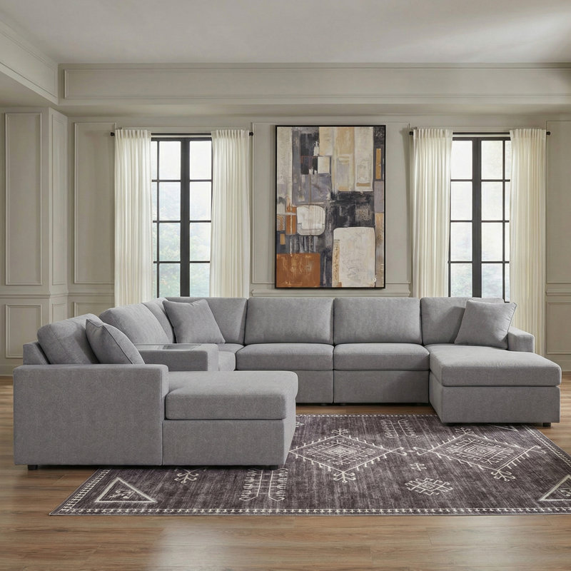 Canapé modulaire 7 pièces Modmax, Grey Polyester