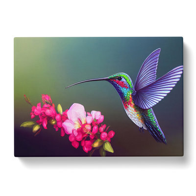 Unreal Floral Hummingbird - Wrapped Canvas Print