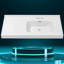 Comptoir de salle de bain simple 43 po x l 22 po à surface solide et décalée avec comptoir blanc avec lavabo et dosseret H 1-3 / 8 po