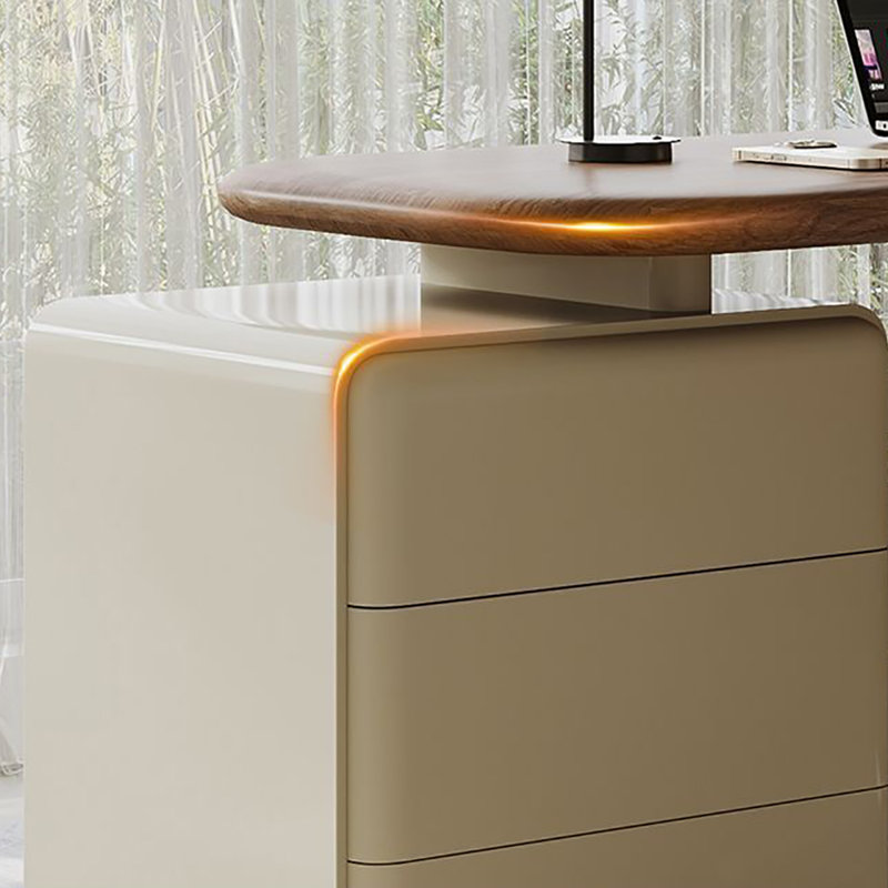 Bureau en bois massif de style crème minimaliste, H 29,5 po x l 63 po x P 27,6 po