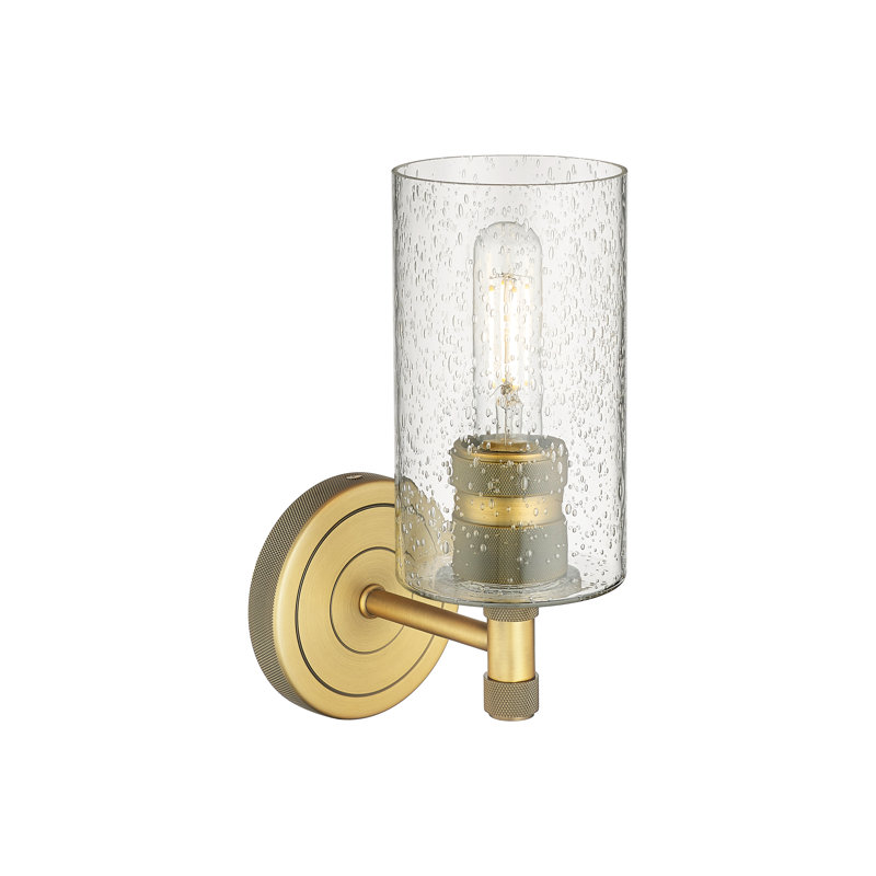 Applique murale 1 lumière Crown Point, Laiton brossé, Grainé, H 10,5 po x l 3,88 po x P 6,5 po