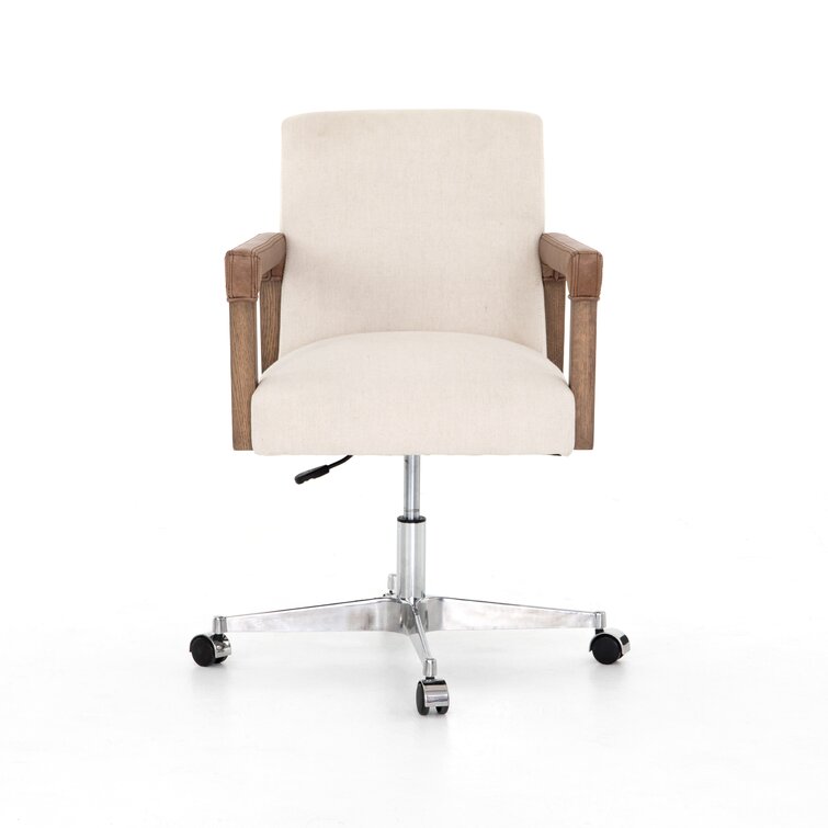 Modern Office Chair Upholstered Cotton&Linen Swivel Task Chair Height Adjustable