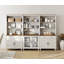 Armoires de cuisine 72 po avec tiroirs et armoires spacieuses, armoire de rangement de style maison de campagne, salon, bureau personnel, blanc