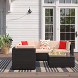 Christopher Wicker 5 - Person Modular Patio Conversation Sets with Cushions