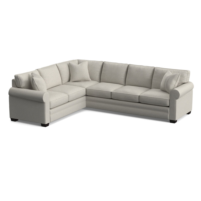 Bedford Upholstered L-Sectional, Java Finish, White Performance Fabric; 0851-94, Left Hand Facing