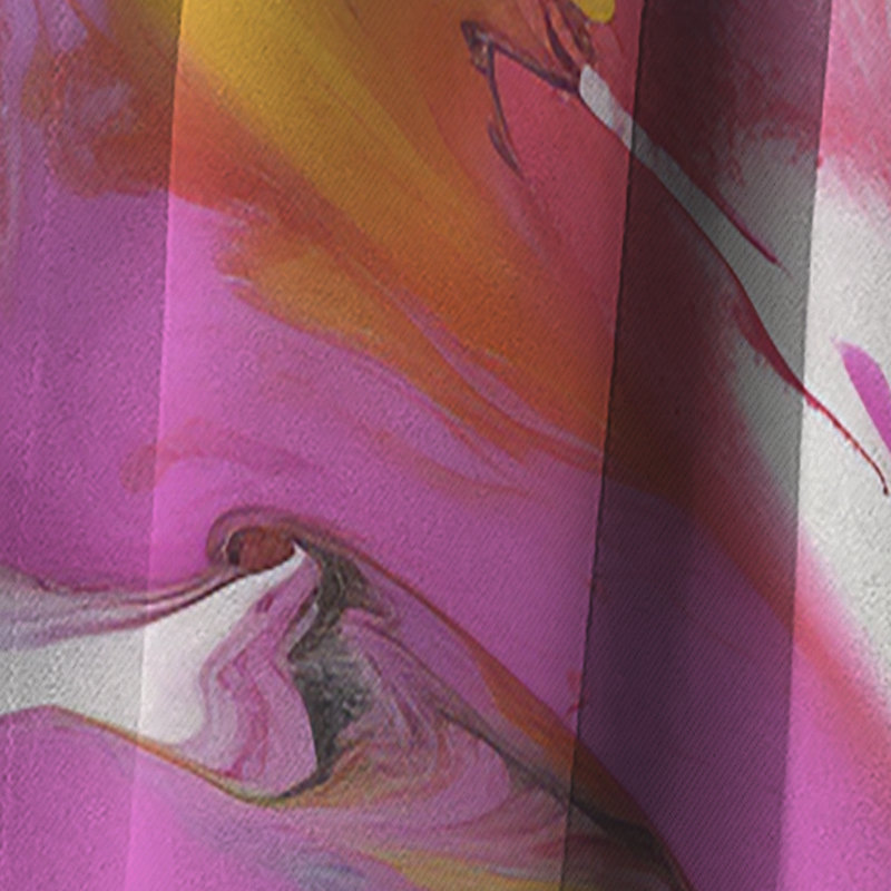 Rideau occultant abstrait fuchsia rose et bleu clair Illusion III - 1 panneaux, L 52 po x L 120 po