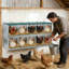 Boîte de nidification en métal à 10 baies pour poules / canards, collection et assemblage facile des œufs, acier galvanisé ventilé